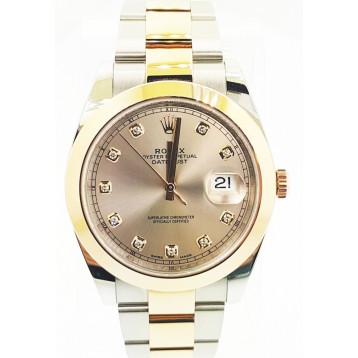 Rolex Datejust II 18K Rose Gold with Sundust Diamond Dial Automatic 41mm Watch